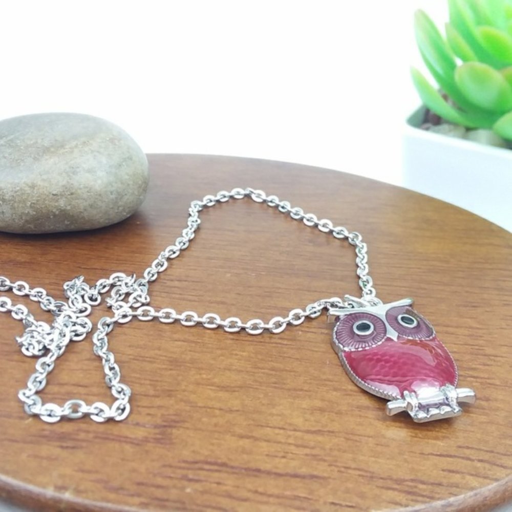 Owl Charm Silver Tone Necklace
